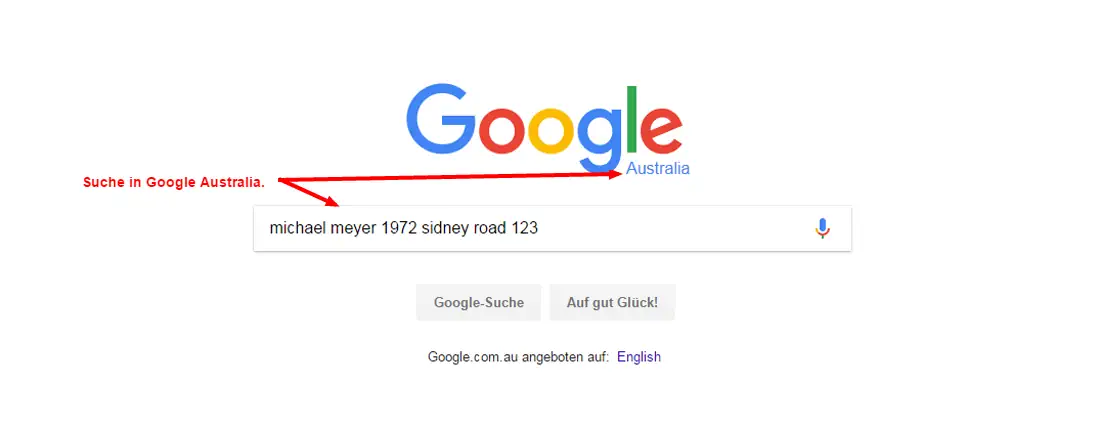 Personensuche in Australien mit Google Australia
